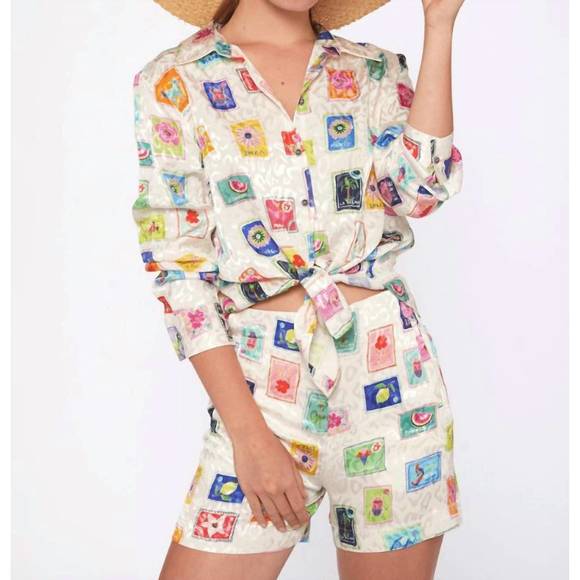 Vilagallo Stipe Jaquard Print Blouse